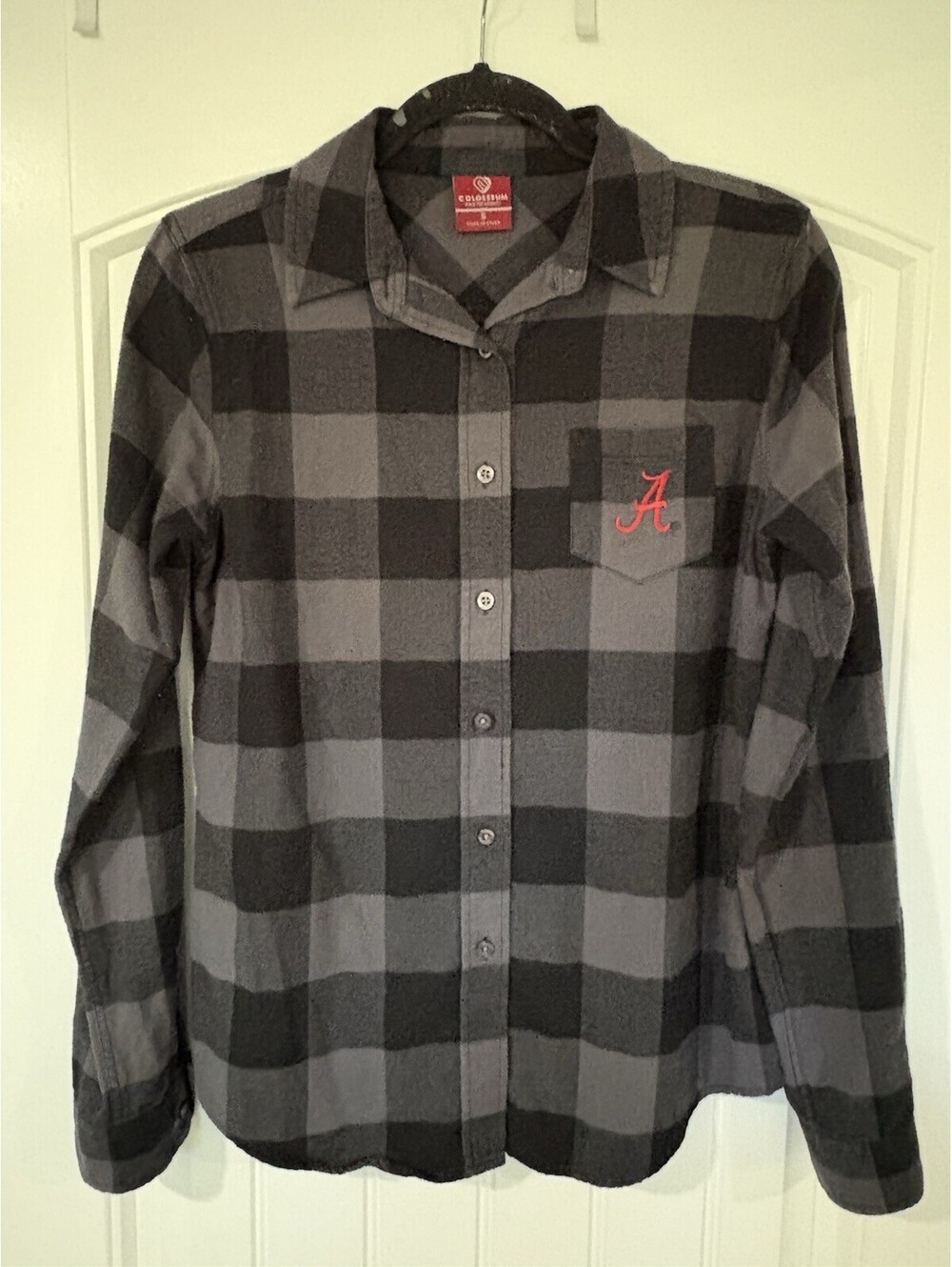 Colosseum Men's Small Gray/Black Plaid Flannel Long Sleeve Button-Up Pocket